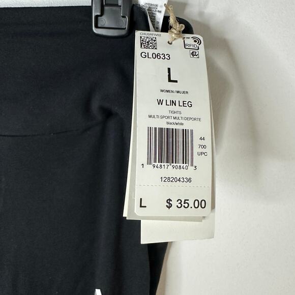 New with Tags! Black ADIDAS Logo Leggings Pants Size Large L - Picture 4 of 6